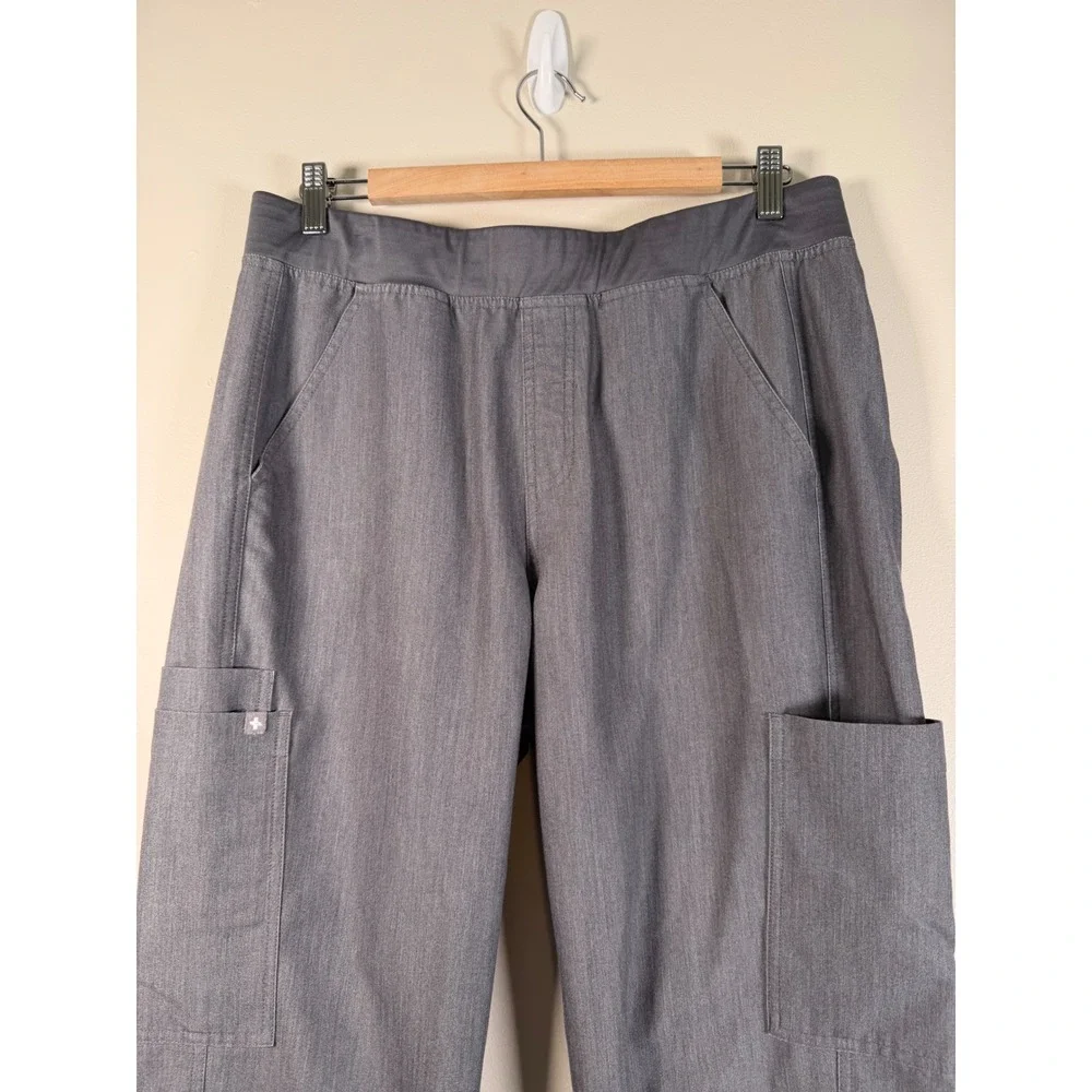 Figs Technical Collection T2001 Grey Cargo Scrub Pants Mens Large L Heathered